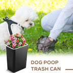 Jingmore Dog Poop Trash Can Outside 3.96 Gal/15 L Plant Styled Dog Waste Trash Can with Lid 50 Waste Bags Outdoor Indoor Poop Container Slim Garbage Bin for Yard Garden Pet (Colorful Flower Black)