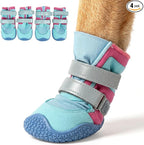 IECOii Dog Shoes for Hot Pavement, Non-Slip Dog Boots for Hiking, Camping | Water Resistant | Anti-Slip Rubber Sole | Secure Stay-On Fit | Reflective & Dual Adjustable |Summer Winter Paw Protector |