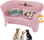 Neater Feeder Express Mess Proof Dog Bowls Elevated for Medium and Large Breed – Made in USA – No Spill Raised Slow Feeder Elevated Dog Bowl Stand, Slow Feed Food and Water Bowl Set, Pink