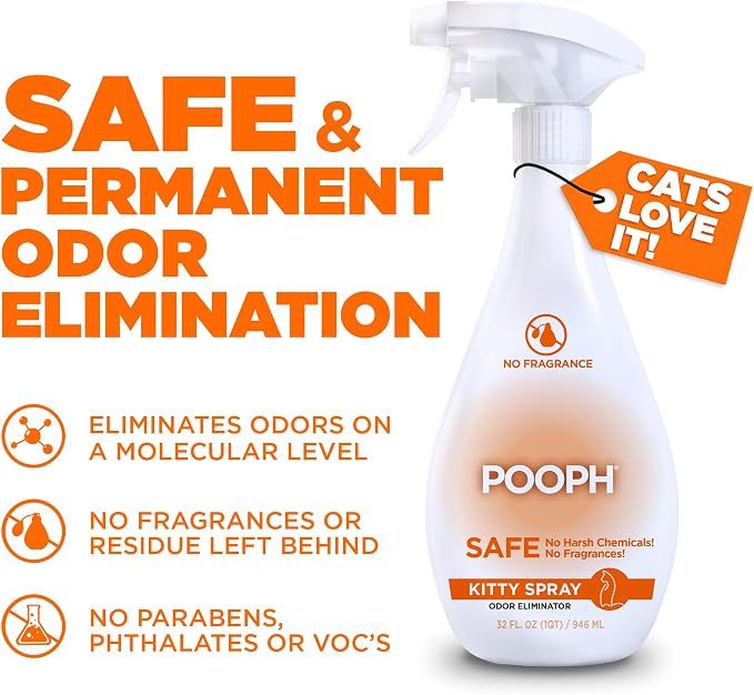 POOPH Pet Odor Eliminator & Litter Box Deodorizer, 32 oz - Pack of 2 | Two 32 oz bottles for eliminating pet odors and freshening litter boxes without added fragrance