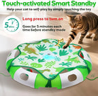 Cat Toys for Indoor Cats, Interactive Automatic Hide and Seek Toy, Moving Concealed Feathers Wand Teaser, Bird Chirping Squeaky, Touch Activated, Rechargeable Kitten Toys,Cat Bell Ball to Stimulate