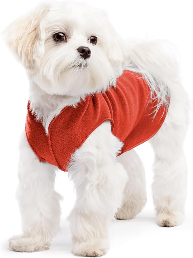 Goldpaw Stretch Fleece Dog Sweater - with Spandex for 4-Way Stretch - Soft, Comfortable Dog Coat - Machine Washable - Made in the USA - Paprika - Size 8