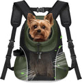 WOYYHO Pet Dog Carrier Backpack, Ventilated Mesh Small Dog Front Backpack | Breathable Puppy Back Pack, with Safety Belt, Storage Pockets, for Travel Hiking Cycling Outdoor Adventures, Army Green, S