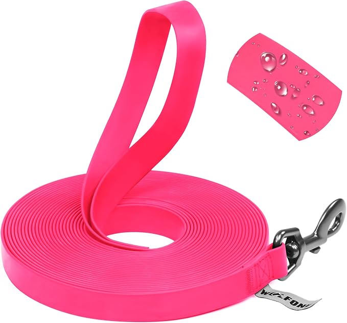 Wolfone Waterproof Dog Leash 40FT Long Line Recall Training Lead | Outdoor Dog Leash: Waterproof PVC coated training rope with easy clean design, great for recall swimming and adventures