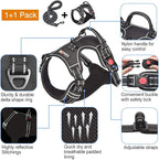 tobeDRI No Pull Dog Harness Adjustable Reflective Oxford Easy Control Medium Large Dog Harness with A Free Heavy Duty 5ft Dog Leash, Black, S
