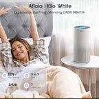 Afloia Air Purifier for Home Bedroom Large Room up to 1076 Sq Ft | 3-Stage Filter, 22dB Sleep Mode, 7 Color Light, 2/4/8H Timer, Kilo White