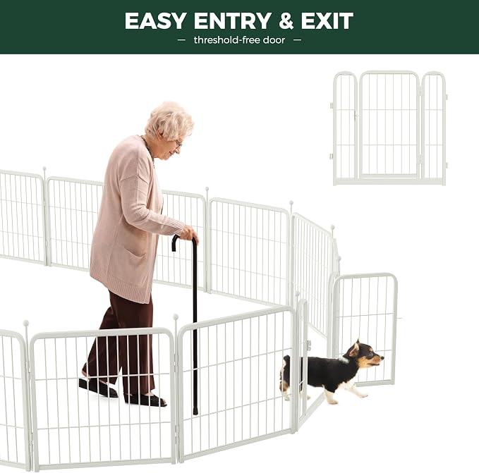 FXW Rollick Dog Playpen, Indoor, Yard & RV Camping, 24" H, 8 Panels | Easy setup, Heavy-duty, DIY layouts, Walk-through gate, for Puppies & Small Dogs, Patented