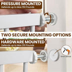 Mumeasy 29.7-48" Baby Gate for Stairs, Pressure Mounted Dog Gate for Doorways, Extra Wide Walk Thru Safety Pet Gate for Doors with Auto Close, Easy Install Child Gate for Hallway Indoor House, White