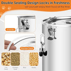 Stainless Steel Dog Food Storage Container,30LB/35LB Airtight Dog Food Storage Container with Lid to Keep Fresh,Easy Clean Large Pet Food Storage Container with Scoop for Cat Food,Chicken Feed,Rice