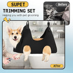 Supet Dog Grooming Hammock for Nail Trimming, Pet Grooming Hanging Harness | Restraint Dog Leashes Sling, Stress-Free Animal Holder Set for Clipping Nails, Ear & Eye Cleaning, Medicine(Black, M)