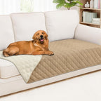 Smiry Waterproof Reversible Pet Couch Covers for Dogs | Pet Friendly, Soft Fabric, Washable Sofa Furniture Protector for Dogs Cat Kids, Checkered (40"x70", Camel/Beige)