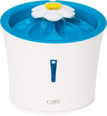 Catit LED Flower Fountain with Triple Action Filter, 3 L, Blue | Cat Drinking Water Fountain