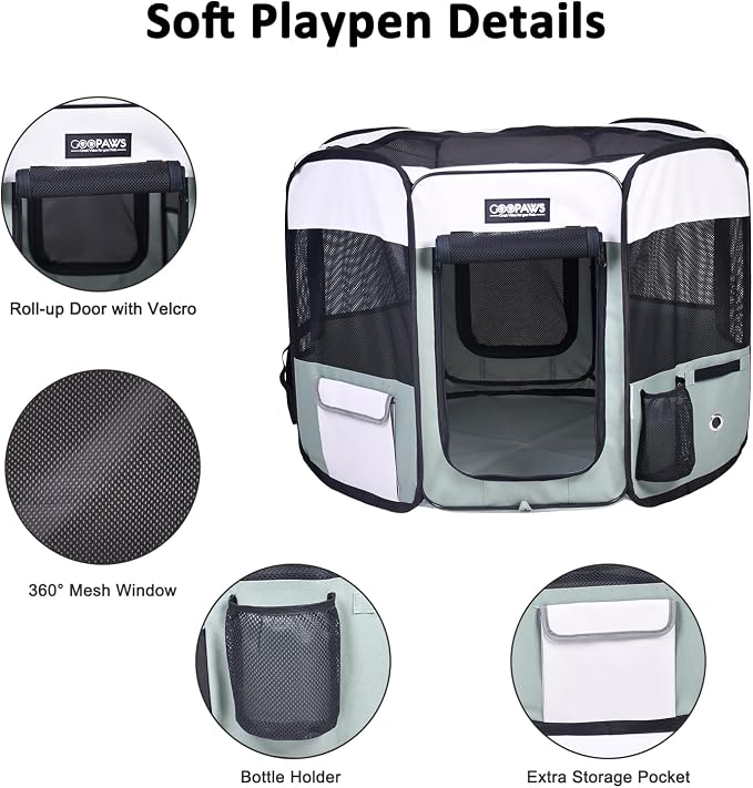 JESPET Pet Dog Playpens 36", 45" & 61" Portable Soft Dog Exercise Pen Kennel with Carry Bag for Puppy Cats Kittens Rabbits, Indoor/Outdoor Use