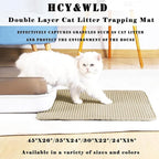 HCY&WLD Cat Litter Mat, Honeycomb Double Layer Litter Trapping Mat | Safe Materials, Soft on Paws, Waterproof Urine Proof Non-Slip, Protects Floors, Less Waste, Easy to Clean, Beige, 45" x 26"