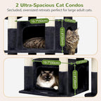 Globlazer Cat Tree for Large Cats, 75in Tall Multi-Level Heavy Duty Cat Tower for Indoor Cats with Extended Platform, 2 Spacious Condos, 2 Padded Perches, 6 Sisal Scratching Posts, S75, Dark Grey