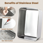 Stainless Steel Sifting Litter Box for Pine Pellets, Sifting Cat Litter Box with Sifter, High Side for Small Cats, Anti-Leakage, Odor Control, Includes Scooper, 17.7" x 13.8" x 11"