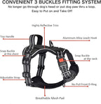 Petmolico No Pull Dog Harness Set with Leash Attachment Easy Control Handle Reflective Harness Vest Small Breed, Puppy Vest and Leash Set with Poop Bag Holder, Medium - Black