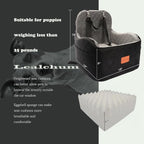 Lealchum Dog Booster Car Seat for S/M Dogs Up to 35lbs,Soft 6in Elevated Cushion,Fits in Front/Back Seat,Fully Detachable and Washable,2 Storage Pockets & 3 Straps,Easy to Install (Black/Brown,Medium)