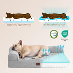 EHEYCIGA XL Dog Bed Memory Foam for Crate, Extra Large Dog Bed Orthopedic with Washable Removable Cover, Waterproof Pet Sofa Couch XLarge Size Dogs, 41x27x6.5, Grey