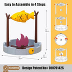 PetPals Cat Slow Feeder Treat Dispenser Interactive Cat Puzzle Fish Toy | Dry Food Dispensing Cat Toy for Small Pets & Kittens, Mental Stimulation Cat Feeding Toy Campfire Theme BBQ Fish Cat Toy