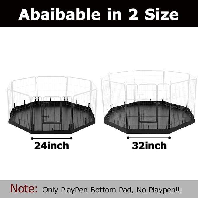 PJYuCien Octagon Playpen Bottom Pad for 32'' Width 8 Panel Pen, Black | Protect Floor, Easy to Move and Clean, Perfect for Puppy, Duck, and Other Small Animals, Hook Connect