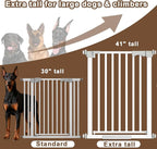 41'' Extra Tall Baby Gate for Large Dogs Pets Indoor No Jumping Over, 46-54.7'' Wide Heavy Duty Puppy Gate for Doorways, Pressure Mounted Metal Gate for Child Toddler No Tools Needed(White)