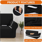 XINEAGE Stretch 3 Seater Slipcover, Non-Slip Pet Couch Cover,Black | Washable Furniture Protector, Elastic Bottom, Dogs & Cats Friendly, Scratch-resistant, Fast Setup, High Elasticity