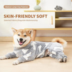 Dog Fleece Pajamas Large Dog 4 Legs Winter Clothes for Dog Fit Warm Jumpsuit for Dogs (Gray, Medium)