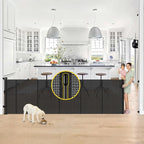 Reinforced 42” Tall x 130” Extra Wide Retractable Baby Gates Extra Tall Pet Gate for Wide Openings Long Dog gate with Rods to Prevent Crawling Through, Dog Gates for Doorways Indoor Outdoor, Black
