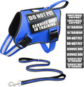 Service Dog Vest Harness and Leash Set+10 Patches,Easy Walk Blue S | No Pull&Adjustable Reflective Dog Harness Small Sized,Dog Leash with 2 Soft Padded Handles,for Training Hiking Walking