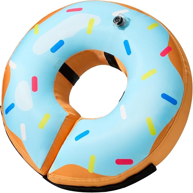 BENCMATE Inflatable Dog Cone Collar Alternative, Soft Dog Cone for Small Medium Large Dogs and Cats, Neck Recovery ECollar Donut Collar After Surgery (Medium+, Donut-Blue)
