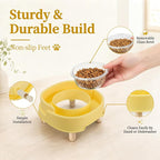 Ant Proof Cat Food Bowl, Elevated Cat Feeding Bowl, Yellow 2pcs | Prevents Ants from Entering and Reduces Neck Stress, Non-Slip Elevated Cat Feeding Bowl