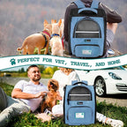 PetAmi Dog Backpack Carrier for Small Medium Dogs Large Cats up to 18 lbs, 2 Side Entry, Structured No-Collapse Frame, Airline Approved Ventilated Pet Backpack for Hiking Camping Travel, Light Blue