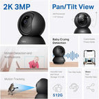 Tapo 2K Pan Tilt Security Camera for Baby Monitor, Dog Camera,C211(2-Pack) | Motion Detection, 2-Way Audio Siren, Night Vision, Cloud &SD Card Storage, Works with Alexa & Google Home, Black