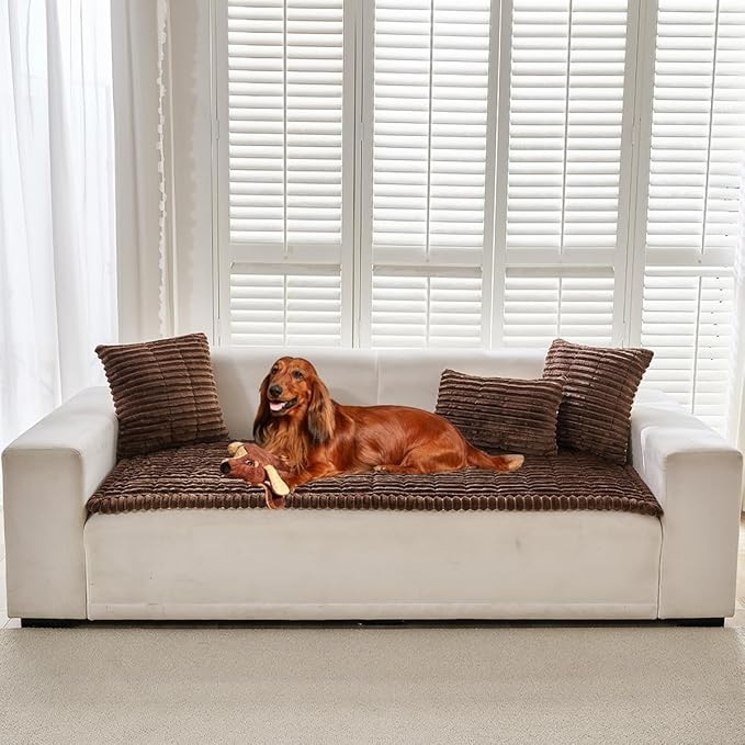Mitid Sofa Cover Fuzzy Couch Cover for Pet, Couch Covers for Dogs Pets Mat | Washable Non-Slip Sofa Slipcover Cushion Protector Pets Friendly Mat, Dog Couch Cover, Square Couch Covers for Dogs Non Skid