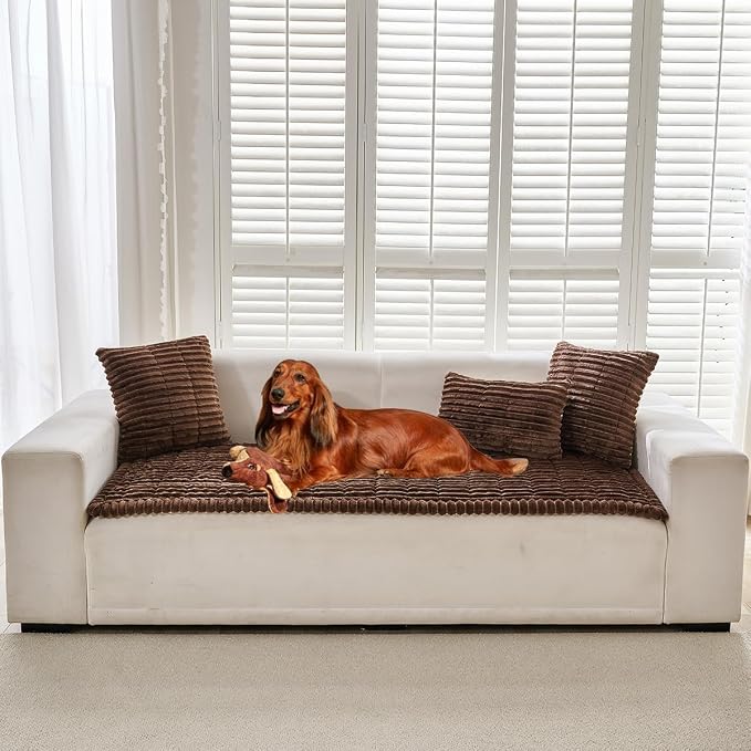 Mitid Sofa Cover Fuzzy Couch Cover for Pet, Couch Covers for Dogs Pets Mat | Washable Non-Slip Sofa Slipcover Cushion Protector Pets Friendly Mat, Dog Couch Cover, Square Couch Covers for Dogs Non Skid