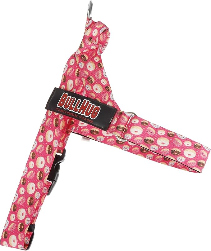 BULLHUG Adjustable Dog Harness– No Pull, No Choke – for English Bulldogs, French Bulldogs, Pugs & Broad-Chested Breeds – Easy, Safe Walks (Donuts, XL)