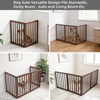 Dog Gate Indoor, Freestanding Dog Fence for The House, Doorways, Hallways,or Stairs,Pet Gate Foldable Wooden,Expandable 32" Height 2 Panels,Brown