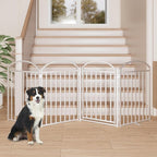 SNUOWU 4 Panles Full Matel Freestanding Dog Gates with Door, 96"Extra Wide 32"Tall Free Standing Dog Pet Gate for Indoor & Outdoor. Foldable Pet Fences for Doorways, House, Stairs, Porch, Deck, Yard