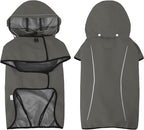 Mile High Life Dog Raincoat, Adjustable Waterproof Pet Rain Jacket, Reflective Hooded Poncho for Small Medium Large Dogs, Lightweight Breathable Pet Rain Coat (Dark Gray,S Chest 18"-22")