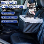Dog Car Seat for Small Pets Under 20lbs, Booster Seat with Metal Frame, Double-Layer Oxford Fabric, Safety Leash for Dogs and Cats