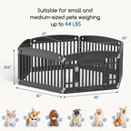 DUMOS Dog Playpen 6 Panel 24" Plastic Exercise Indoor Pen with Door Small Puppy, Medium Dogs Animal Pet Fence for Outdoor, Garden, Yard, RV Camping - Black