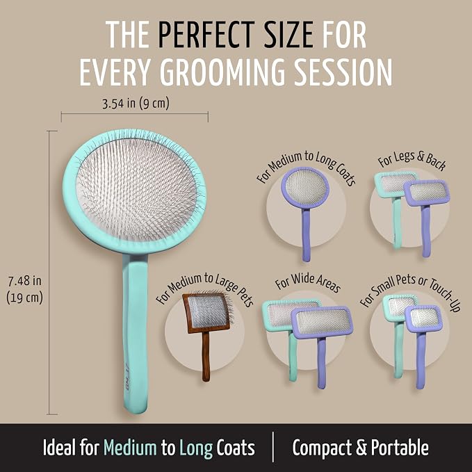 Tauro Pro Line Deshedding Wooden Brush for Dogs & Cats, Medium (M), Mint | Dematting & Detangling, for Mid-Length to Long Coats, Round Flexible Cushion, Ideal for Cocker Spaniels