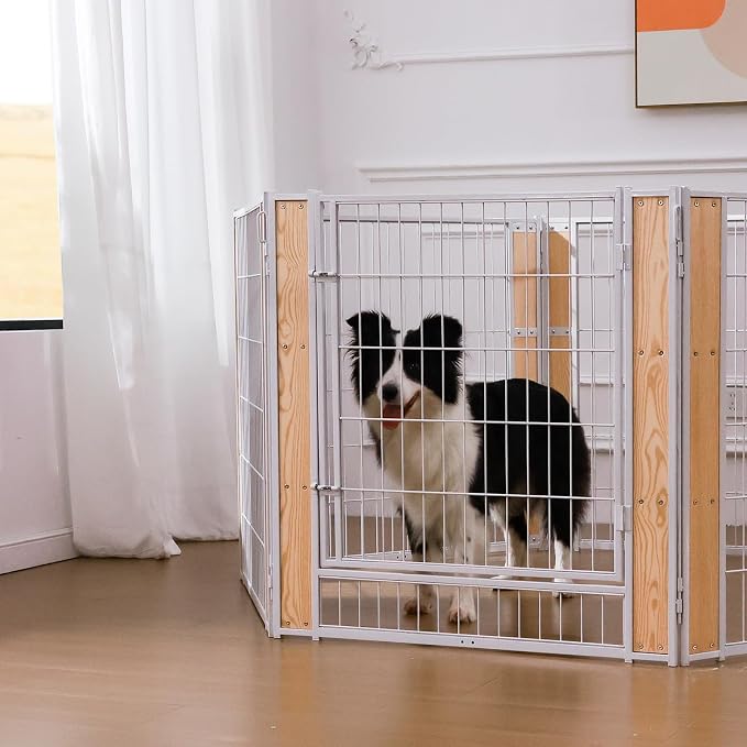 Heavy Duty Dog Playpen 32 Inch Height - Indoor Outdoor Pet Fence Enclosure for Medium and Small Dogs - Foldable Puppy Exercise Pen for Indoor and RV Camping or Yard (8 Panels, 32" H (White))