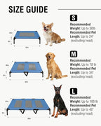 Elevated Dog Bed with Heavy-Duty Steel Frame, Breathable Mesh Cooling Surface, Easy to Clean, Portable Raised Dog Cot for Indoor & Outdoor Use,32x24x8 Inches Blue Dog Bed,Size S.