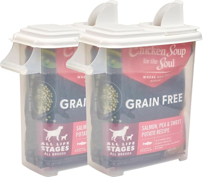 Buddeez Pet Food Storage Dispensers - Dog Food Storage Containers, Cat Food Containers, Bird Seed Containers w/Handle and Flip Lid, 8 Gallon(2 pack)