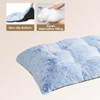 EHEYCIGA Fluffy Dog Crate Bed for Extra Large Dogs, Plush Faux Fur Crate Pad, Calming Anti Anxiety XL Dog Bed, Washable Soft Warm Mat with Non-Slip Bottom, Blue
