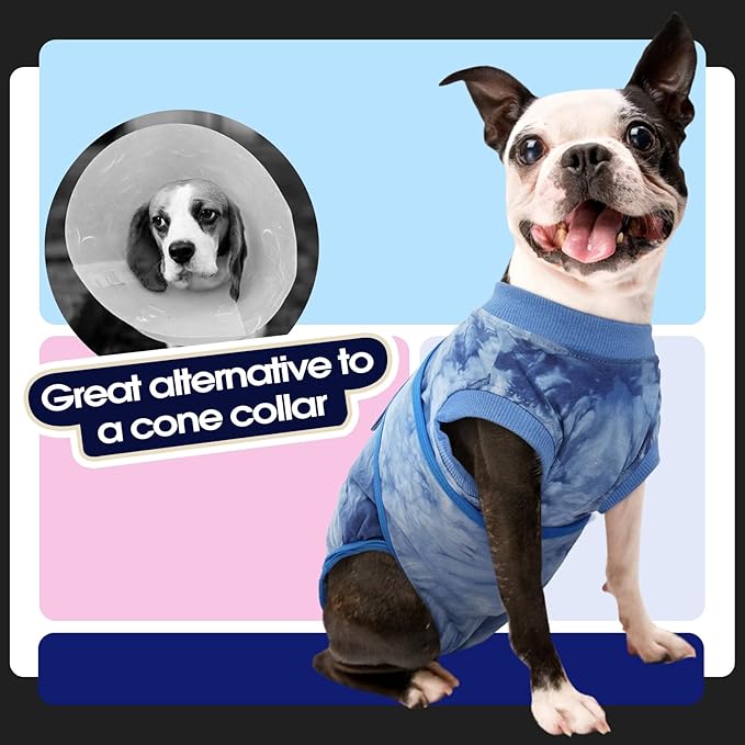 FUAMEY Recovery Suit for Dogs After Surgery,Soft Breathable Dog Bodysuit | E-Collar & Cone Alternative Surgical Suit,Male Female Dog Neuter Spay Suits Anti Licking Wounds Onesie Blue Tie Dye S