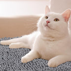 Tinideya Corner Cat Litter Mat 31"x 31" Kitty Litter Box Trapping Mat Large Waterproof Corner Rug Non Slip, Easy Clean, Machine Washable(Dark Gray)