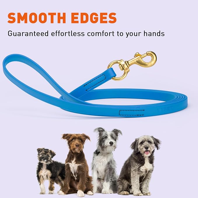 Viper Biothane K9 Working Dog Leash Waterproof Lead for Tracking Training Schutzhund Odor-Proof Long Line with Solid Brass Snap for Puppy Medium and Large Dogs, 20ft Cerulean Blue